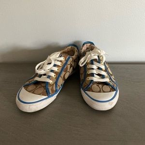 Coach Brown C Sneakers with Blue Accent